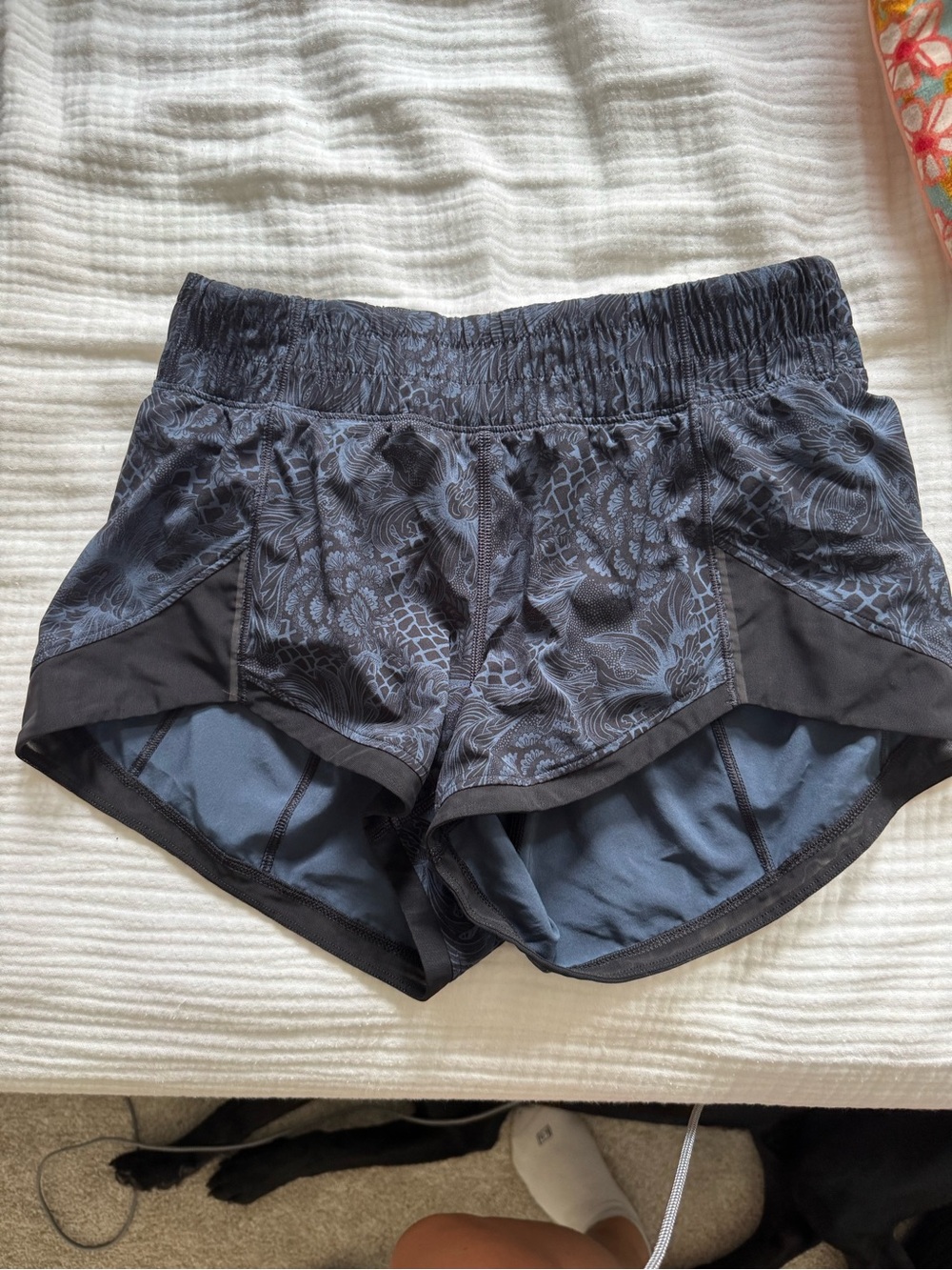 Lululemon Women's Black Floral Athletic Shorts